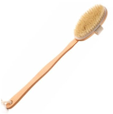 Brosse à récurer pour le dos, longue poignée en poils de sanglier naturels, brosse amovible pour le corps et le dos (41 x 6,5 cm)