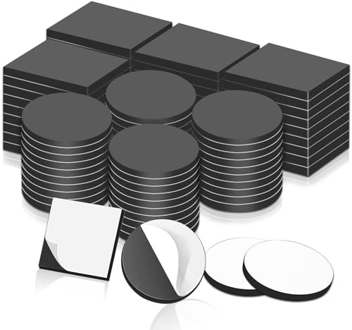 Lot de 100 pièces pack mixte autocollant aimants ronds et carrés à coller, bande magnétique plaquettes magnétiques autocollantes, aimants puissants aimants adhésifs forts, aimants de réfrigérateur