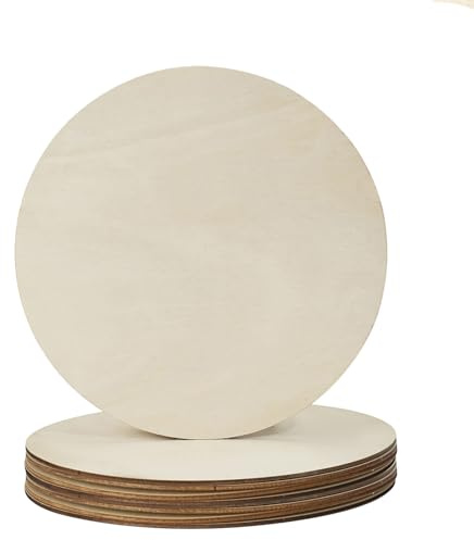 HERZONE 10pcs Runde Naturholzscheiben Sperrholzplatten holzscheiben 20cm Durchmesser, 3mm dicke Holzscheibe für Untersetzer, DIY Handwerk,Hochzeit Mittelstücke,Weihnachten Dekoration,Kunsthandwerk
