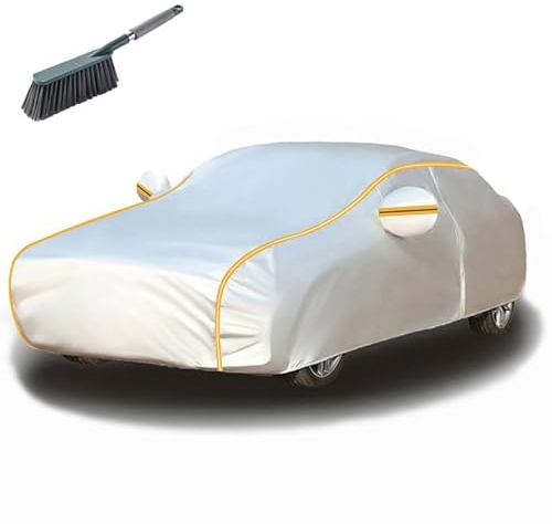 BEABAG Autoabdeckung für Hyundai I10 2012-2023, Outdoor Indoor Auto Abdeckplane Allwetter Wasserdicht Atmungsaktiv Auto Abdeckung mit Türreißverschluss,Silver Orange