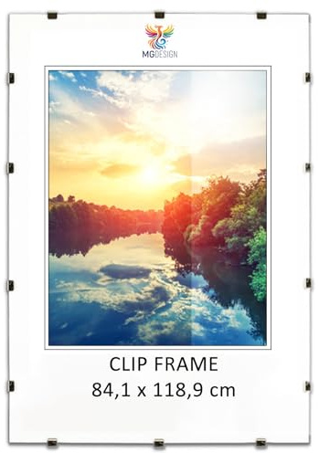 MG Design Cliprahmen A0 84,1 x 118,9 cm – rahmenloser Bilderrahmen mit Acrylglas & HDF Rückwand – für Fotos, Poster & Puzzle, vertikal & horizontal