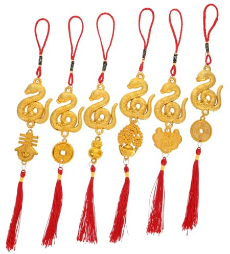 Garneck 6St Anhänger „Jahr der Schlange“. Schlangenjahresanhänger Chinesisches Knotenanhänger chinesischer Sternzeichen-Charme Zubehör zum Aufhängen von Autospiegeln Plastik Golden