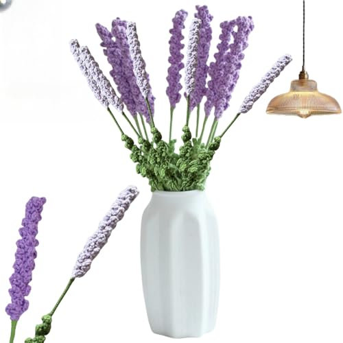 HSTWODE 4 Stück gewebte Lavendelblüten 41cm ，Mauve und dunkel lila gewebtes künstliches Lavendel ，Day Graduation Geschenk, Hochzeitsstrauß (dunkelviolett + Hellviolett)