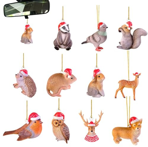 Adornos para árboles de Navidad Decoraciones con temática de animales Adornos colgantes únicos Adornos navideños acrílicos Decoraciones para árboles navideños Alce Pájaro Búho Perro Conejo Ardilla Dec
