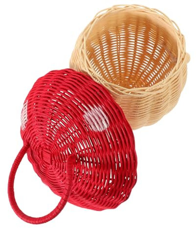 MUSISALY Pilzkorb Rattan Für Kinder Geflochtener Aufbewahrungskorb Tragbare Umhängetasche Mit Lustiger Form