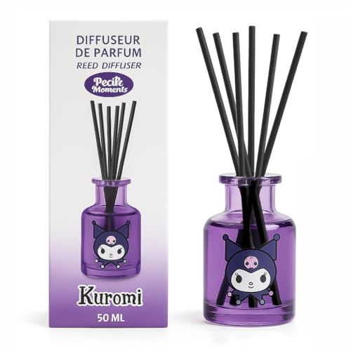 Kuromi Raumduft mit Duftstäbchen 50ml – Süß, Natürlich & Langanhaltend – Ätherisches Öl Reed Diffuser für Badezimmer, Wohnzimmer & Regal Dekoration – Raumduft Stäbchen Ohne Chemie