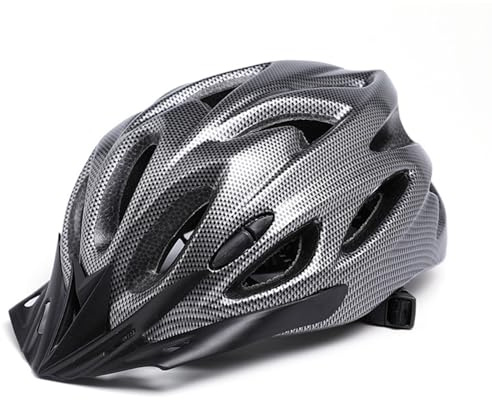 Casco protettivo per la testa, in polistirene espanso espanso, per adulti, uomini, donne, scooter, moto, mountain bike e bici da strada (fibra di carbonio, nero)