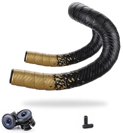 DKJAHSEK Fahrrad Lenkerband Anti-Vibration PU Eva Gebogen Radfahren Rennrad Bänder Racing Atmungsaktive rutschfeste Griff Bar Gürtel Wrap Für Rennrad Und Urban Cycling(Gold)