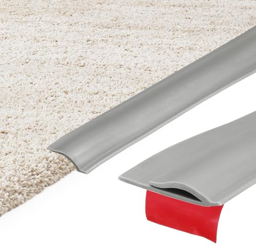 sourcing map 1M Carpet to Tile Transition Strip Gray | Self-Adhesive Carpet Edge Strip, TPE Gap Cover, Laminate Edge Trim for Uneven Surfaces