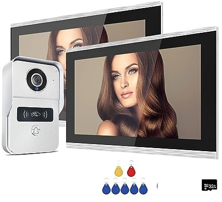 Citofoni wireless per casa, 2MP 1080P Videocitofono da 10 pollici Touch Screen Big Tuya Wireless POE Campanello cablato for controllo accessi RFID Villa Flat per casa, ufficio, ufficio(1v2)