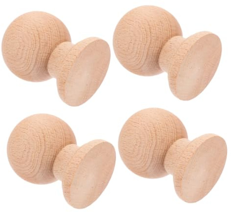 Mobestech Lot De 4 Embouts Décoratifs en Bois Brut 7x5 Cm Forme Colonne Romaine Kaki Stabilité Renforcée pour Meubles Décoration Intérieure DIY
