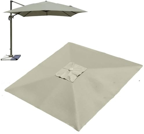 Auvent rectangulaire de rechange pour parasol déporté – Housse de parasol d'extérieur à 8 nervures (dessus simple de 3 x 3 m) – Durable, résistant aux intempéries, facile à installer
