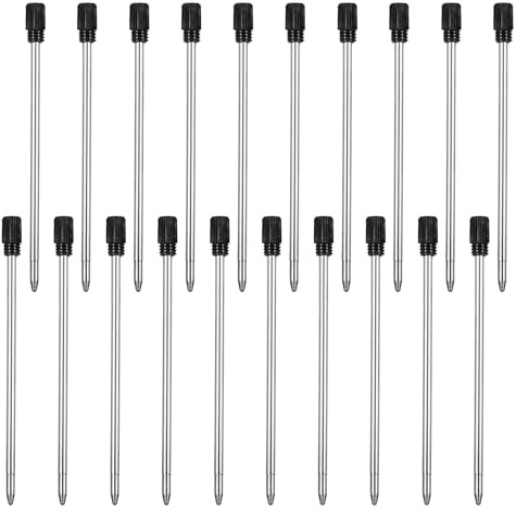 DOPENSPI 20 Stück 7cm Schwarz Kugelschreiberminen, 1 mm Kugelschreiber | Austauschbare Minen Mittlere Spitze Tintenmine Metallmine Austauschbare Stiftminen für Schule und Bürobedarf