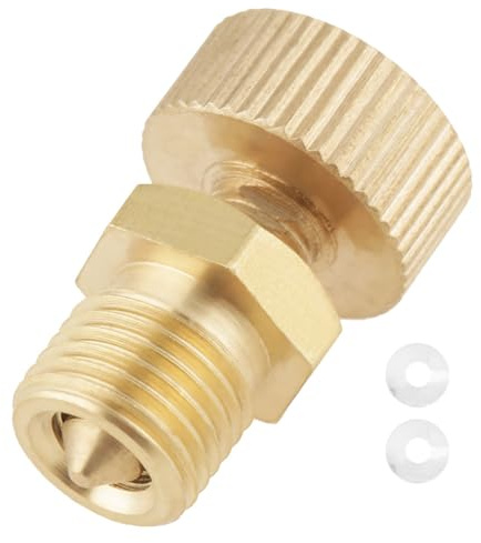 Brass Air Bleed Valve Screw High Pressure Durable Wear Proof For Electric Pump Accessories Thread Size 10x1mm Includes 1 Valve 2 Gaskets