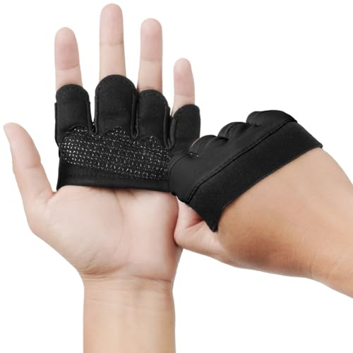 DiULi Gants Fitnesse, 2PCS Gants de Fitness Respirants, Gants à Demi-Paume de Sport pour Hommes et Femmes, Gants pour Gym, Entraînements, Gymnastique, Traction, Respirants, Antidérapants, Noir