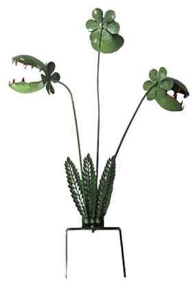 Venus Fliegenfalle Skulptur Metall Gartenstecker fleischfressende Pflanze Dekor für Blumenbeete, Innenhof, Outdoor-Pflanzgefäße, ideal für Gartenliebhaber und Wohnheimbesitzer