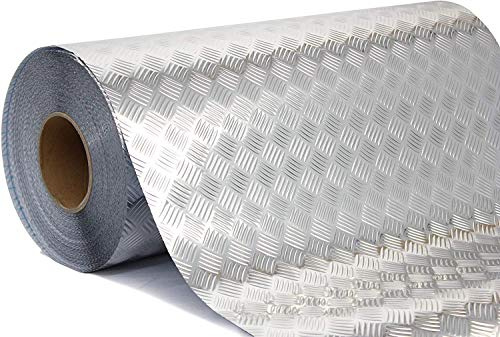 VViViD Metallic Industrial Diamond Plate Chrome Finish Self-Adhesive Vinyl Sheet Roll for Craft & Hobby Application (Silver 10ft x 17.8 inches)