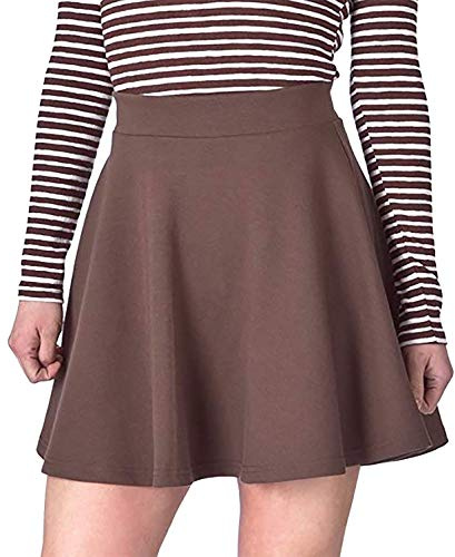 Pretty Fashion A-Line Stretchy Flared Skater Skirt for Women - Black Mini Pleated Tennis School Skirt in Multiple Colours - Plus Size 8-22