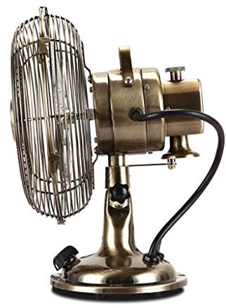 MU Hogar Salón Dormitorio Ventilador-Ventilador Mesa Retro Metal Bronce Mesa eléctrica Mini Nostálgico Compacto de Escritorio,Bronce,29 * 36cm