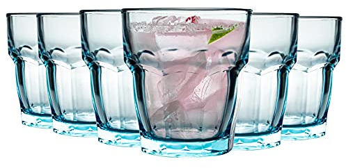 Bormioli Rocco Rock Bar Lounge Ridged Tumbler Occhiali Set - 270 ml - Blu - Confezione da 24