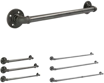 Natural Goods Berlin Kleider-Stange Pipe GARD Wall | Einfache Wand-Montage | Garderoben-Stange im Industrial Design | Kleider-Stangen aus Metall | DIY-Garderobe Temperguss | T6cm * B40cm