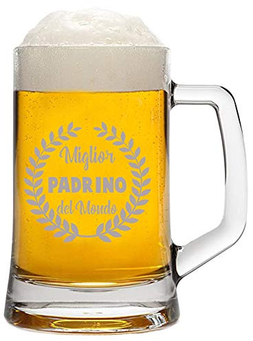 fashwork Boccale birra 50 cl con incisione Padrino Miglior padrino del mondo