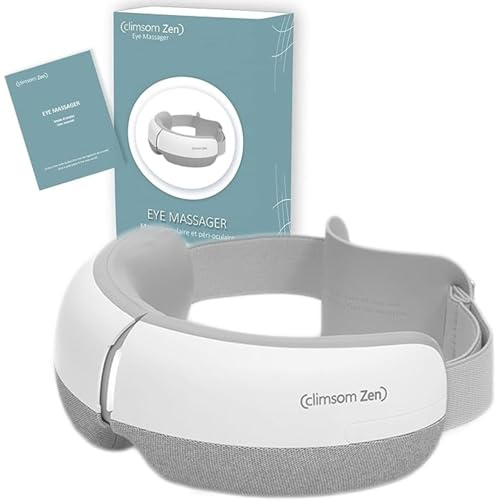 Masseur Yeux Chauffant avec Vibration & Air – 5 Modes Relaxants – Réduction de la Fatigue, Cernes & Poches – Améliore le Sommeil – Eye Massager Climsom Zen – Idée Cadeau Noël