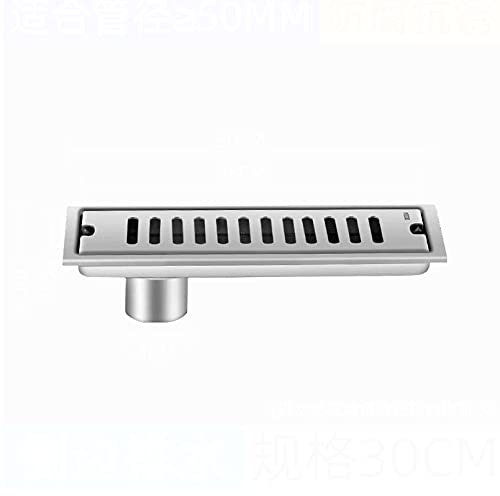 Duschrinne Großes Kaliber Siphon mit Geruchsstop und Haarfilter Bodenablauf linear 20-100cm kann auswählen Badezimmer Duschablauf sehr flach Edelstahl Ablauf für Badezimmer (30cm)