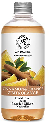 Cinnamon - Recambio de difusor de naranja de 17 onzas líquidas - Intensivo - Fragancia fresca y duradera - Bueno para aromaterapia - Spa - Aroma de Navidad - Difusores perfumados - Fragancia para el