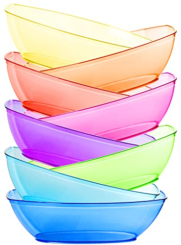 Youngever 8 Pack 2400ML Luau Plastic Mixing and Serving Bowls, Popcorn Bowls, Salad Bowls, Chip and Dip Serving Bowls, Set of 8 (Rainbow)