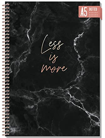 paper&you® dotted Journal A5 mit Spiralbindung Less is more 160 Seiten, Notizbuch gepunktet mit Spirale, College-Block, Spiral-Block, Notizblock - nachhaltig & klimafreundlich