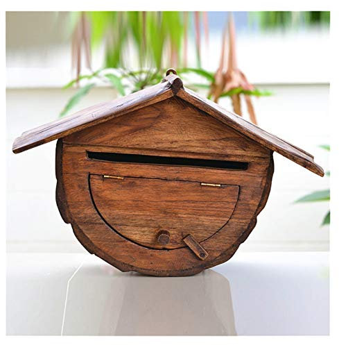 Briefkästen Wandbriefkasten Massivholz Hausbriefkasten Villa Outdoor Wasserdicht Holz Retro Briefkasten Kommentar Reklamationskasten (B)