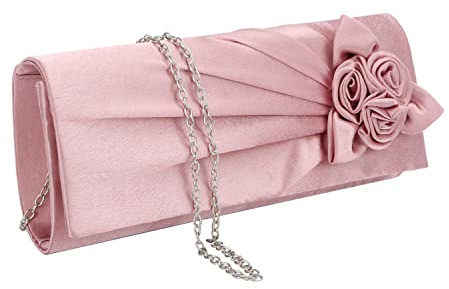 EVEOUT Satinblume Abend Clutch Handtasche für Damen Schultertasche Hochzeitsfeier Prom Geldbörse für Damen Brauttasche