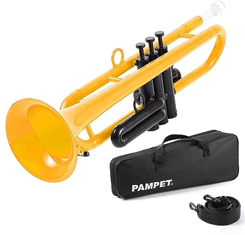 PAMPET Professional Plastic Bb Trumpet Set for Student Beginner With 7C and 3C Mouthpiece - Yellow