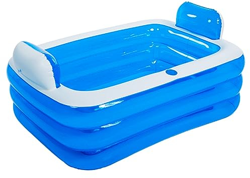 Aoguaro Portable Spa Inflatable Bathtub, 2 Person Hot Tub, Adult Size With Backrest & Drain, PVC Thicken Foldable, for Home, Outdoor, Travel, Swimming Pools