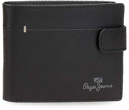 Pepe Jeans Staple Portefeuille Horizontal avec Fermeture Clic Noir 11x8,5x1 cm Cuir, Noir, Talla única, Portefeuille Horizontal avec Fermeture à clic