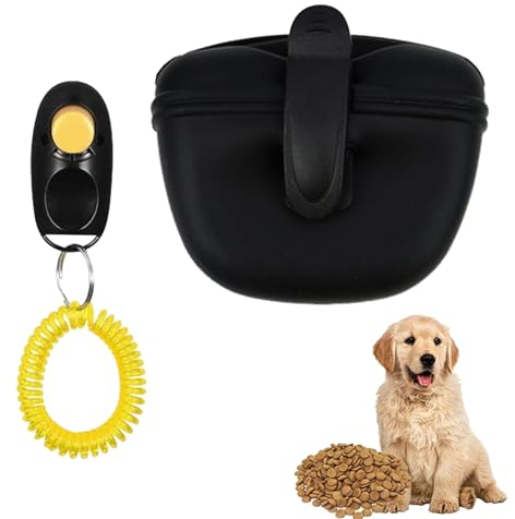 Pochette en Silicone pour Friandises pour Chien, Sac à Friandises pour Chien, Sac de Dressage pour Chien, Sac de Dressage Chien, Sac Alimentaire Chiens, avec Clickers de Dressage pour Chiens, Noir
