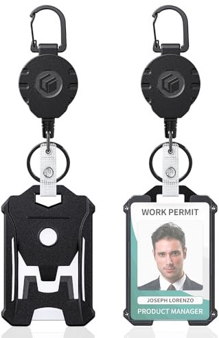 Uniclife Schwerer Ausweishalter Vertikale Hartplastikhülle mit einziehbarer Schlüsselanhänger-Ausweisrolle für bis zu 226 g Stabiler Kartenschutz für Büro Schule ID Kreditkarten, 2 Stück