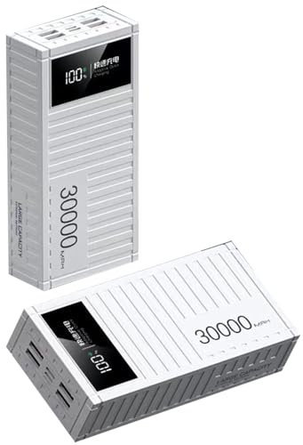 WSGDSG Power Bank ad Alta capacità da 50000 mAh, Caricabatterie Portatile a Ricarica Rapida PD66W con 4 uscite, Batteria Esterna con Display LED per Telefoni Tablet(Size:50000mAh,Color:Bianco)