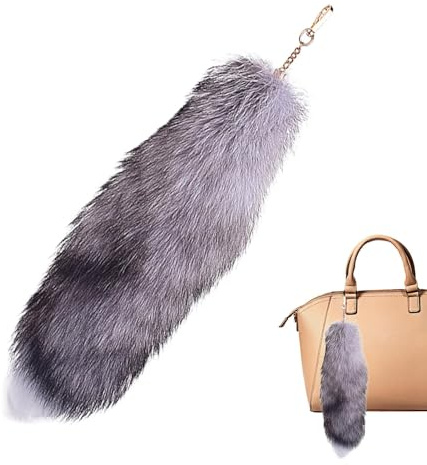 Qutalmi Fuchsschwanz Anhänger, 40cm Kunstfaser Tail, Kunstfell foxtails Prärie Fuchschwanz Anhänger, Pelziger Groß Schlüsselanhänger Tasche Zusätze Tasche Anhänger Auto Dekoration