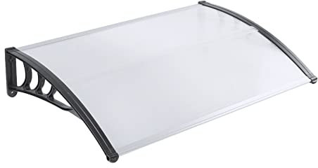 Auvent de porte d'entrée - 150 x 100 cm - En polycarbonate transparent - En aluminium - Protection solaire - Protection contre la pluie - Transparent - 150 x 100 cm
