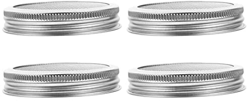 4 Stück Edelstahl Keimsiebdeckel für Keimgläser 70/86mm | Bohnen und Brokkoli, mit Belüftung und Feinem Sieb, Leicht zu Reinigen, Silberfarben