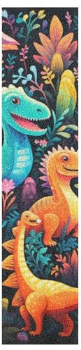 KAAVIYO Magenta Bunte Dinosaurier Muster Skateboard Griptape Rutschfest Selbstklebend Longboard Griptapes Aufkleber Griffband(9x33in,44x10in 1pcs)