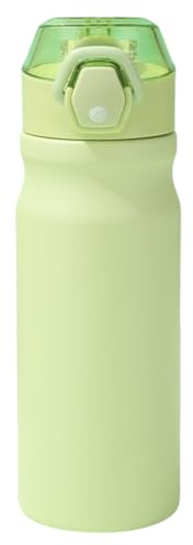 Mi Ko Mi Ka Botella de Agua de Acero Inoxidable Reutilizable | Hermética y Térmica | Sin BPA | Isotérmica, Mantiene Frio 24H y Calor 12H. Doble Pared al Vacío a Prueba de Fugas (Verde, 550ml)