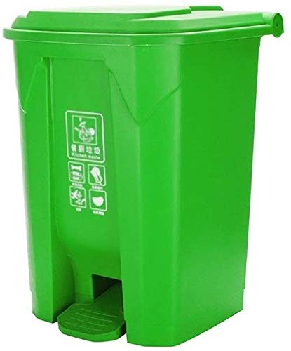 WYRMB Poubelle de tri de restaurant, poubelles de plusieurs couleurs, 50 litres, poubelle de recyclage des ordures de rue à commande au pied, vert-50L