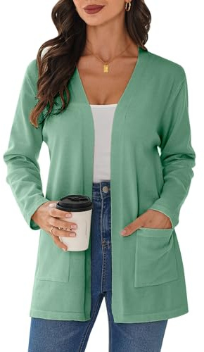 iClosam Cardigan Donna Invernale Lungo Sottile Manica Lunga Leggero Giacca Estiva Aperta sul Davanti Giacca Casual