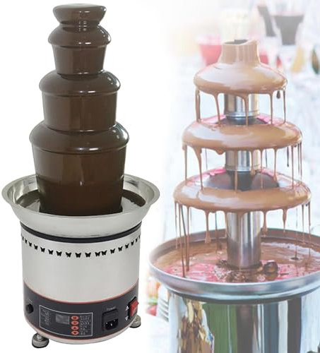 CFDZCP Chocolate Fondue Maker Commercial Large Chocolate Fountain Fondue Set, Stainless Steel Hot Chocolate Maker With Heat Melting, Ideal For Cheese, BBQ Sauce, Candy, Ranch Or Party Wedding(4Tier)