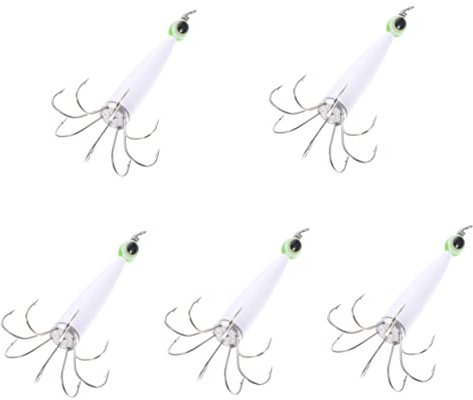 KOMBIUDA 5stücke Professioneller Hook Mit Augen Für Cuttlefish Und Octopus Hochwertiger Angelhaken Für Outdoor-Fischerei Robust Und Langlebig Für Nachtangeln