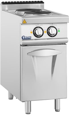 Royal Catering Cuisinière électrique professionnelle 5,2 kW avec 2 plaques et armoire intégrée - Gazinière électrique