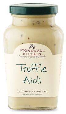 Stonewall Kitchen Truffle Aioli | Luxuriöse Trüffel Aioli mit schwarzem Trüffel und Trüffelöl, Perfekt für Burger und Feinschmecker